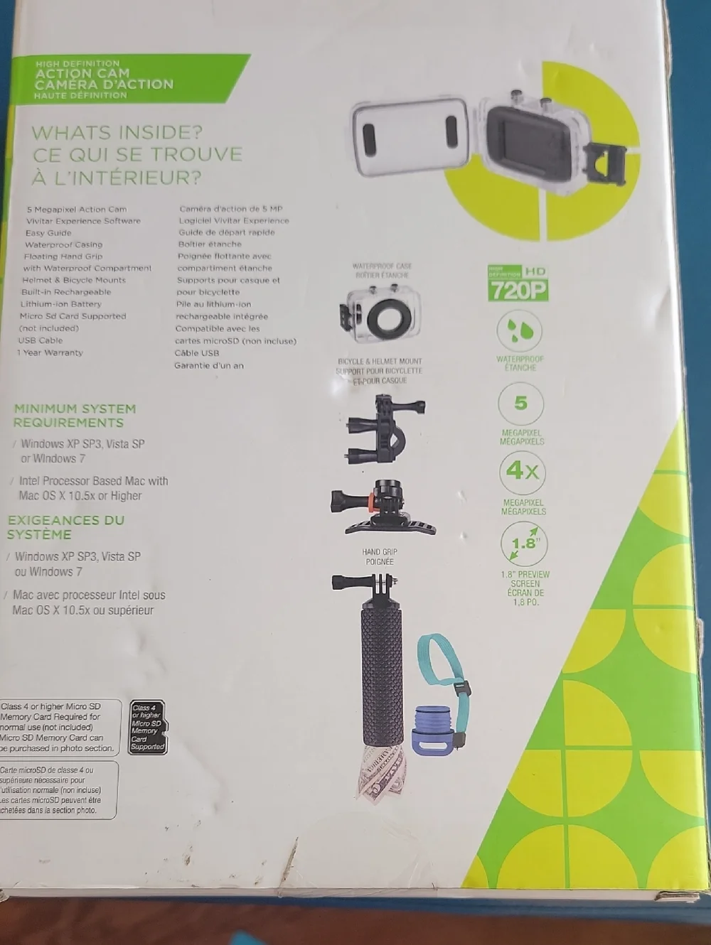 Silver Action Camera with Blue-Accented Floating Hand Grip